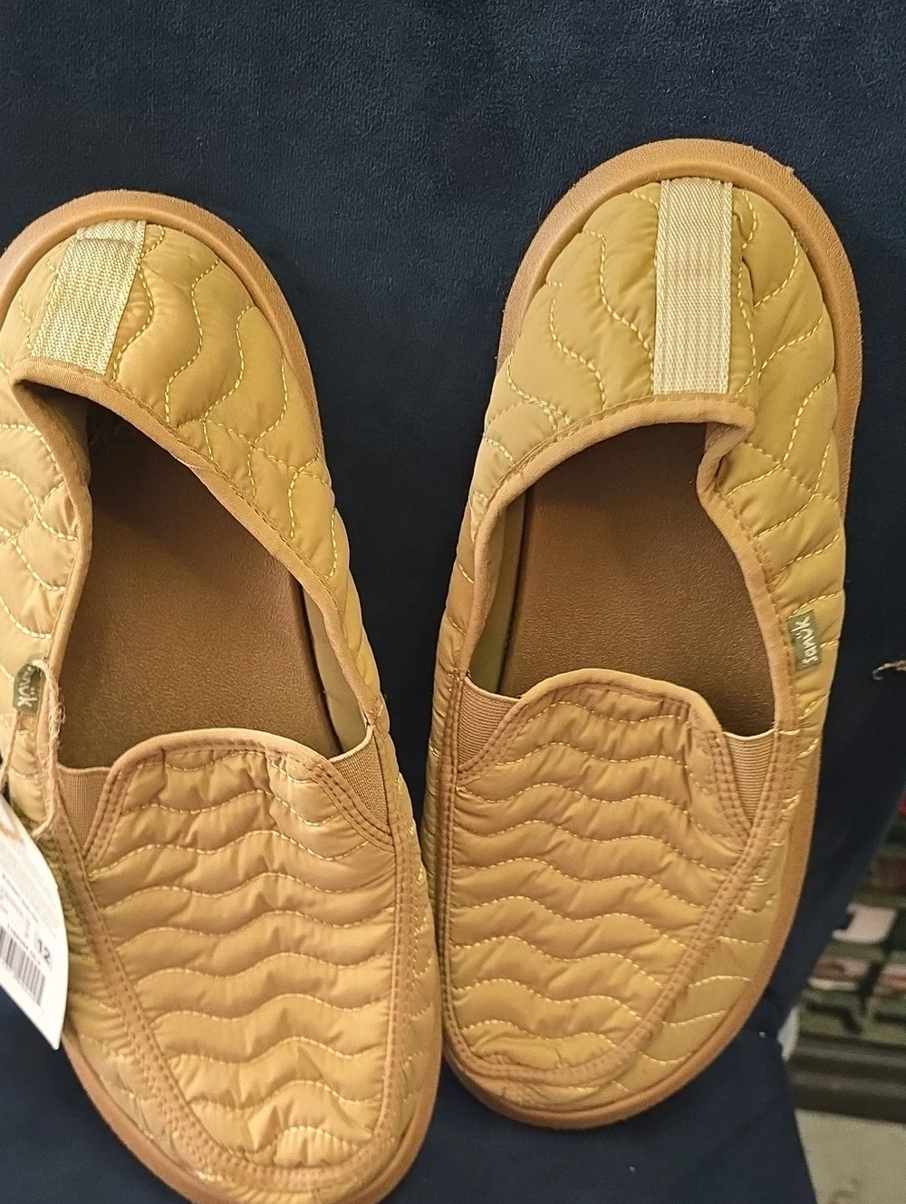 Sanuk Quilted Tan Slip-On Boat Shoes